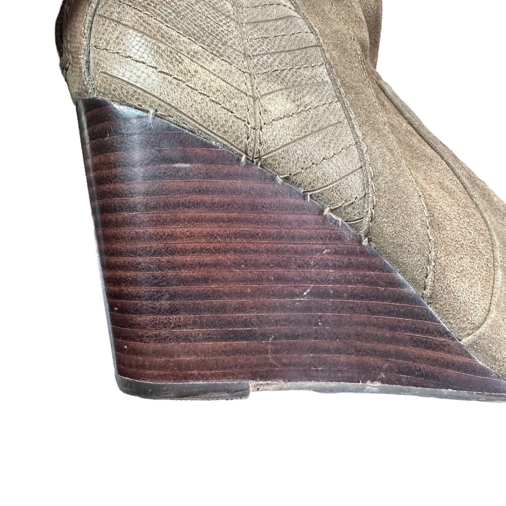 Dolce Vita Boots 9 Brown Suede Ankle Wedge Zip Western Boho Winter Minimalist - Picture 10 of 12